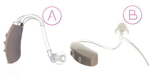 Hearing aid with thin tubing and traditional tubing Hearing aid with thin tubing and traditional tubing